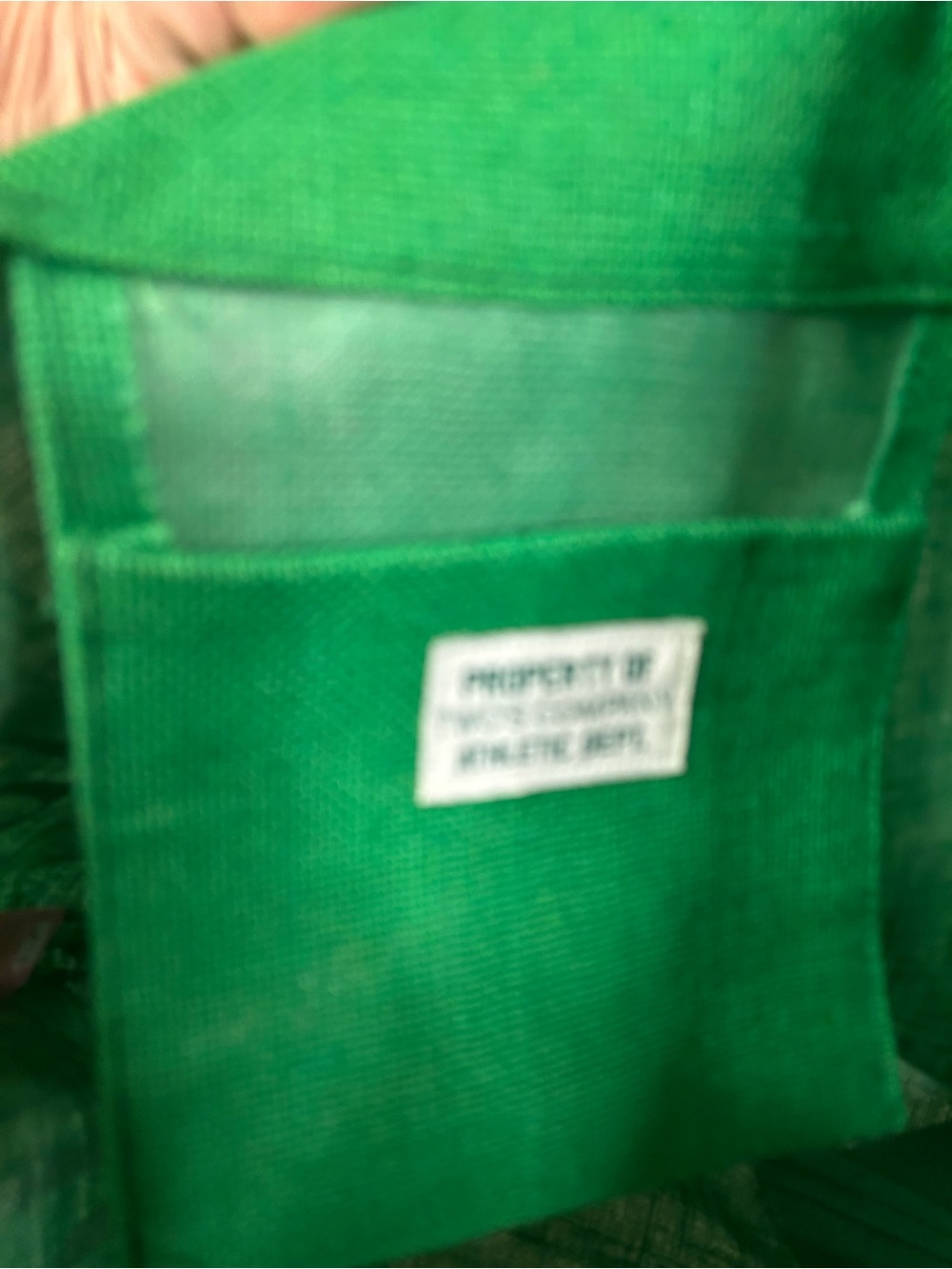 Source Unknown Green and White Football Field Tote with Brown Handles - Picture 6 of 7